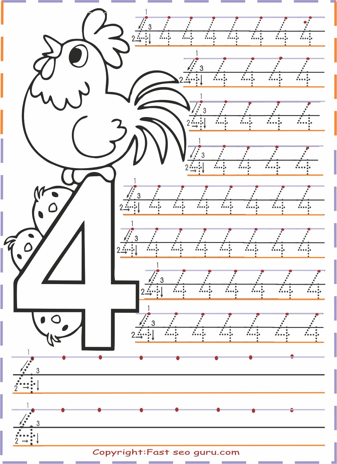 worksheet for kindergarten number 4